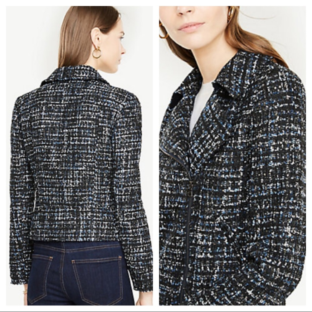 $189 NWT Ann Taylor Sparkly Tweed Moto Jacket